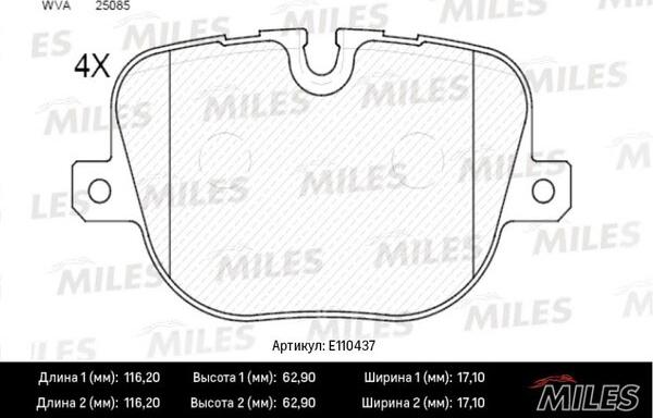 Miles E110437 - Тормозные колодки, дисковые, комплект autospares.lv