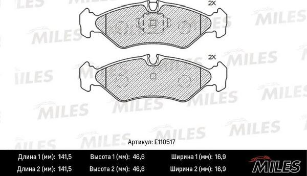 Miles E110517 - Тормозные колодки, дисковые, комплект autospares.lv