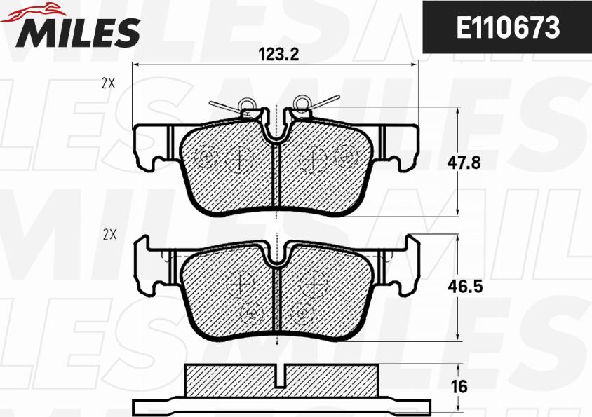 Miles E110673 - Тормозные колодки, дисковые, комплект autospares.lv