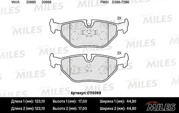 Miles E110099 - Тормозные колодки, дисковые, комплект autospares.lv