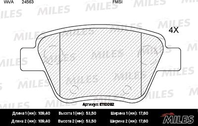 Miles E110092 - Тормозные колодки, дисковые, комплект autospares.lv