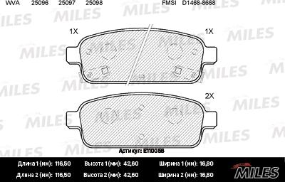 Miles E110056 - Тормозные колодки, дисковые, комплект autospares.lv