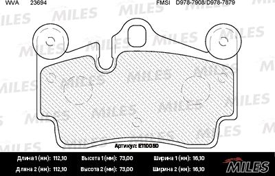 Miles E110050 - Тормозные колодки, дисковые, комплект autospares.lv