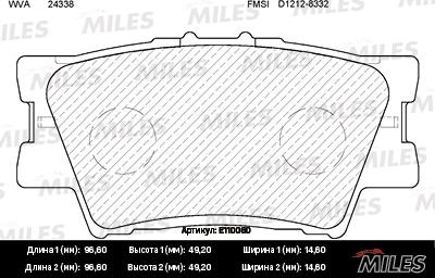 Miles E110060 - Тормозные колодки, дисковые, комплект autospares.lv