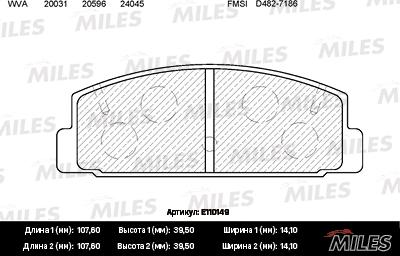 Miles E110149 - Тормозные колодки, дисковые, комплект autospares.lv