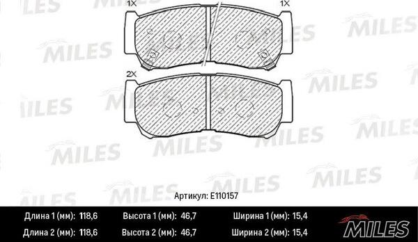 Miles E110157 - Тормозные колодки, дисковые, комплект autospares.lv