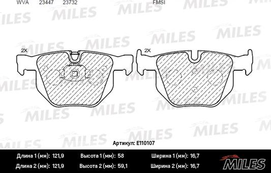 Miles E110107 - Тормозные колодки, дисковые, комплект autospares.lv