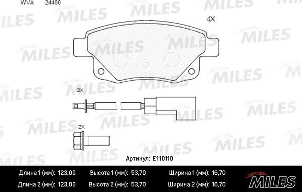 Miles E110110 - Тормозные колодки, дисковые, комплект autospares.lv