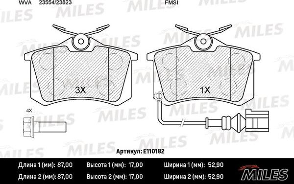 Miles E110182 - Тормозные колодки, дисковые, комплект autospares.lv