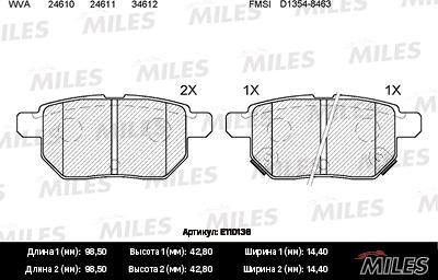 Miles E110136 - Тормозные колодки, дисковые, комплект autospares.lv