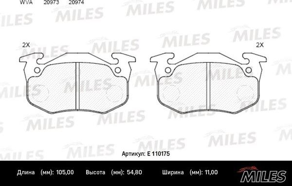 Miles E110175 - Тормозные колодки, дисковые, комплект autospares.lv