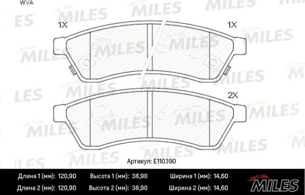 Miles E110390 - Тормозные колодки, дисковые, комплект autospares.lv