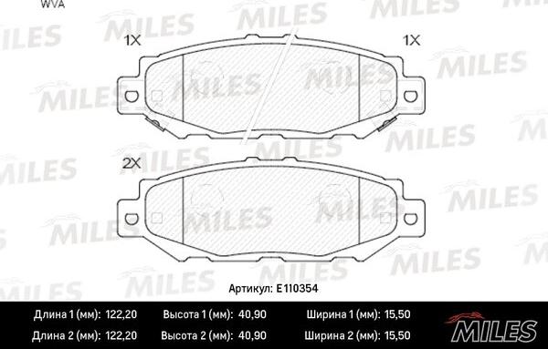 Miles E110354 - Тормозные колодки, дисковые, комплект autospares.lv