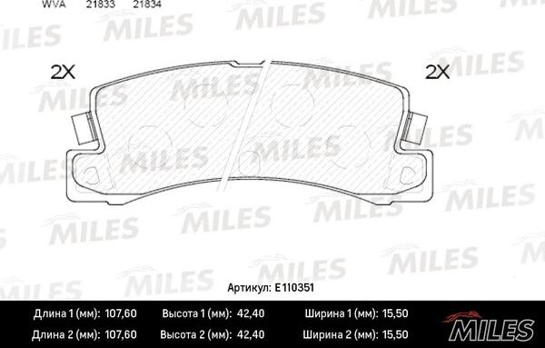 Miles E110351 - Тормозные колодки, дисковые, комплект autospares.lv