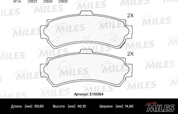 Miles E110364 - Тормозные колодки, дисковые, комплект autospares.lv