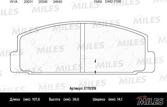 Miles E110319 - Тормозные колодки, дисковые, комплект autospares.lv