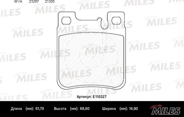 Miles E110327 - Тормозные колодки, дисковые, комплект autospares.lv