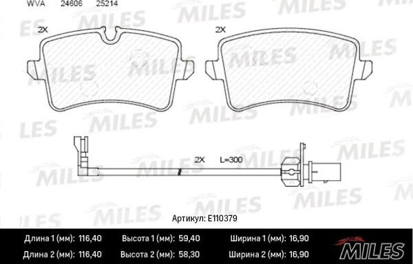 Miles E110379 - Тормозные колодки, дисковые, комплект autospares.lv