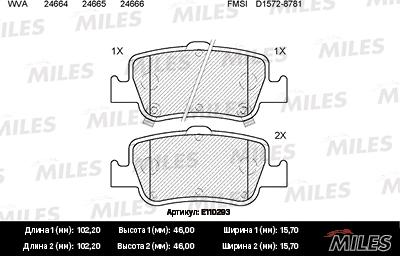 Miles E110293 - Тормозные колодки, дисковые, комплект autospares.lv