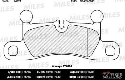 Miles E110258 - Тормозные колодки, дисковые, комплект autospares.lv