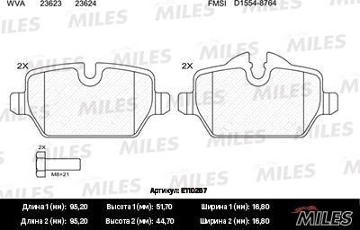 Miles E110267 - Тормозные колодки, дисковые, комплект autospares.lv