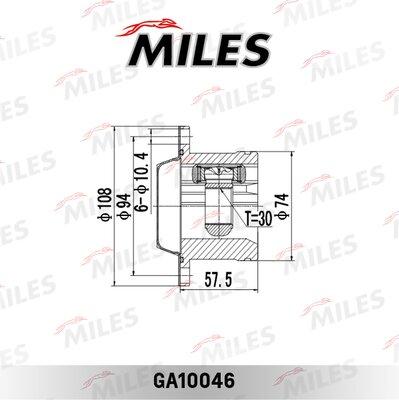 Miles GA10046 - Шарнирный комплект, ШРУС, приводной вал autospares.lv