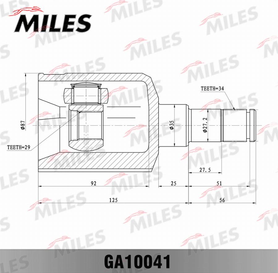 Miles GA10041 - Шарнирный комплект, ШРУС, приводной вал autospares.lv