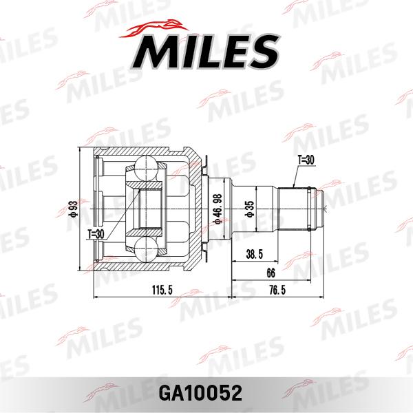 Miles GA10052 - Шарнирный комплект, ШРУС, приводной вал autospares.lv