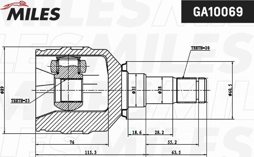 Miles GA10069 - Шарнирный комплект, ШРУС, приводной вал autospares.lv