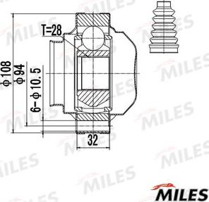 Miles GA10084 - Шарнирный комплект, ШРУС, приводной вал autospares.lv