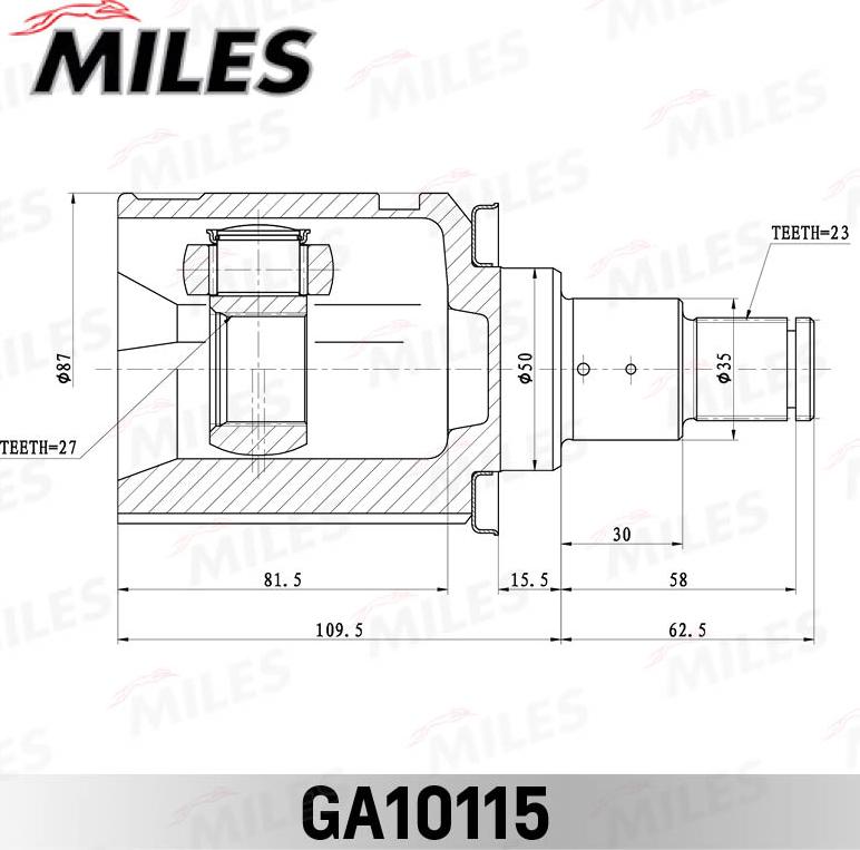 Miles GA10115 - Шарнирный комплект, ШРУС, приводной вал autospares.lv