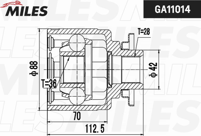 Miles GA11014 - Шарнирный комплект, ШРУС, приводной вал autospares.lv