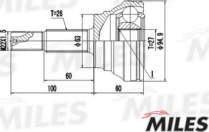 Miles GA20499 - Шарнирный комплект, ШРУС, приводной вал autospares.lv