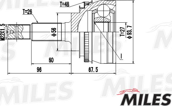 Miles GA20458 - Шарнирный комплект, ШРУС, приводной вал autospares.lv