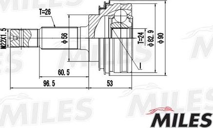 Miles GA20464 - Шарнирный комплект, ШРУС, приводной вал autospares.lv