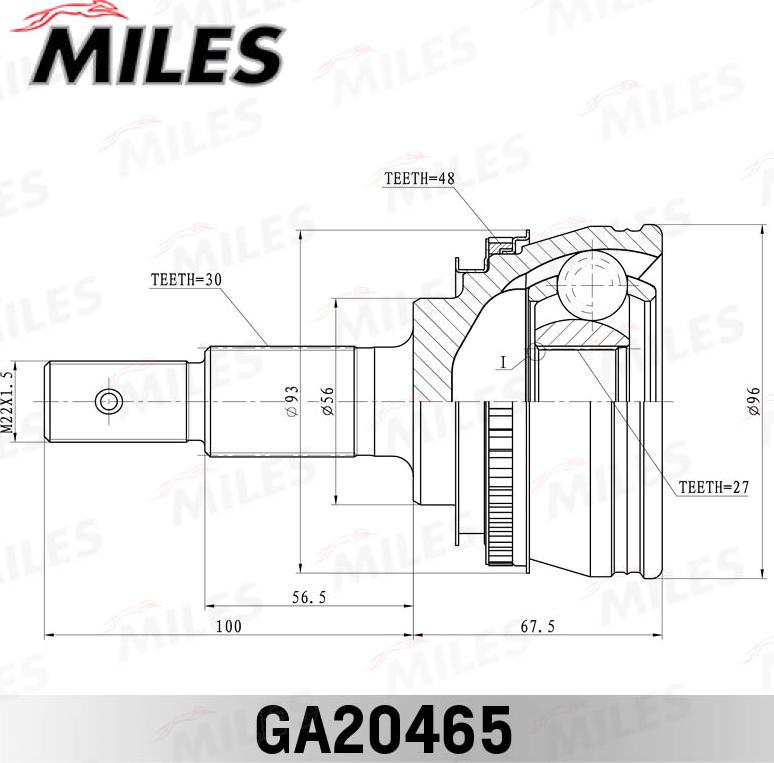 Miles GA20465 - Шарнирный комплект, ШРУС, приводной вал autospares.lv