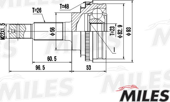 Miles GA20476 - Шарнирный комплект, ШРУС, приводной вал autospares.lv