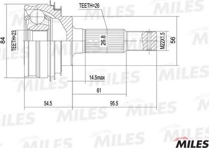 Miles GA20467 - Шарнирный комплект, ШРУС, приводной вал autospares.lv