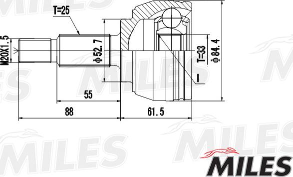 Miles GA20401 - Шарнирный комплект, ШРУС, приводной вал autospares.lv