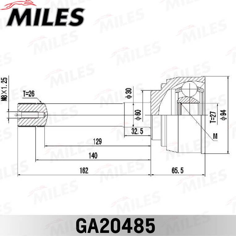 Miles GA20485 - Шарнирный комплект, ШРУС, приводной вал autospares.lv