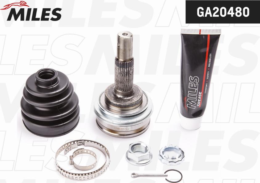 Miles GA20480 - Шарнирный комплект, ШРУС, приводной вал autospares.lv