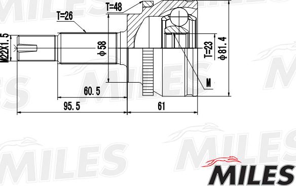 Miles GA20474 - Шарнирный комплект, ШРУС, приводной вал autospares.lv