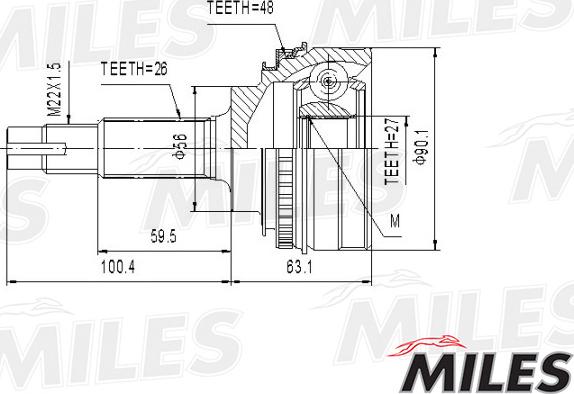 Miles GA20471 - Шарнирный комплект, ШРУС, приводной вал autospares.lv