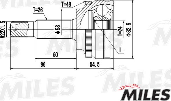 Miles GA20477 - Шарнирный комплект, ШРУС, приводной вал autospares.lv