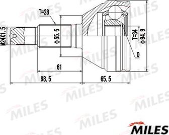 Miles GA20568 - Шарнирный комплект, ШРУС, приводной вал autospares.lv