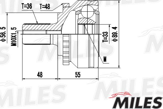 Miles GA20506 - Шарнирный комплект, ШРУС, приводной вал autospares.lv