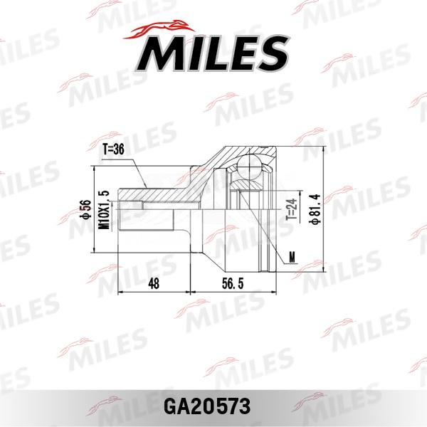 Miles GA20573 - Шарнирный комплект, ШРУС, приводной вал autospares.lv