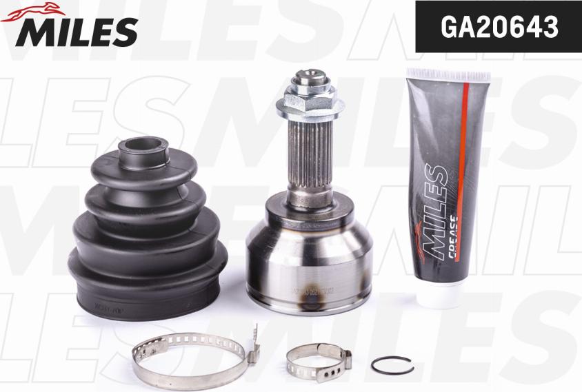 Miles GA20643 - Шарнирный комплект, ШРУС, приводной вал autospares.lv