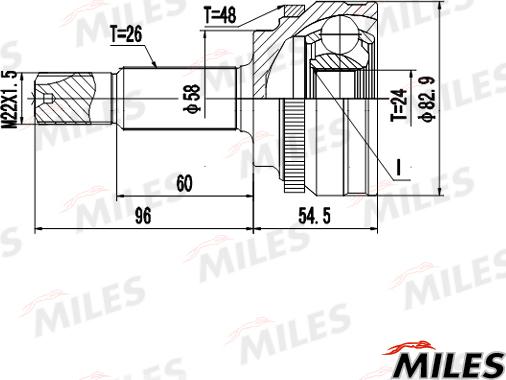 Miles GA20630 - Шарнирный комплект, ШРУС, приводной вал autospares.lv