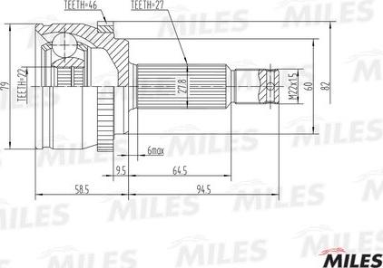 Miles GA20629 - Шарнирный комплект, ШРУС, приводной вал autospares.lv